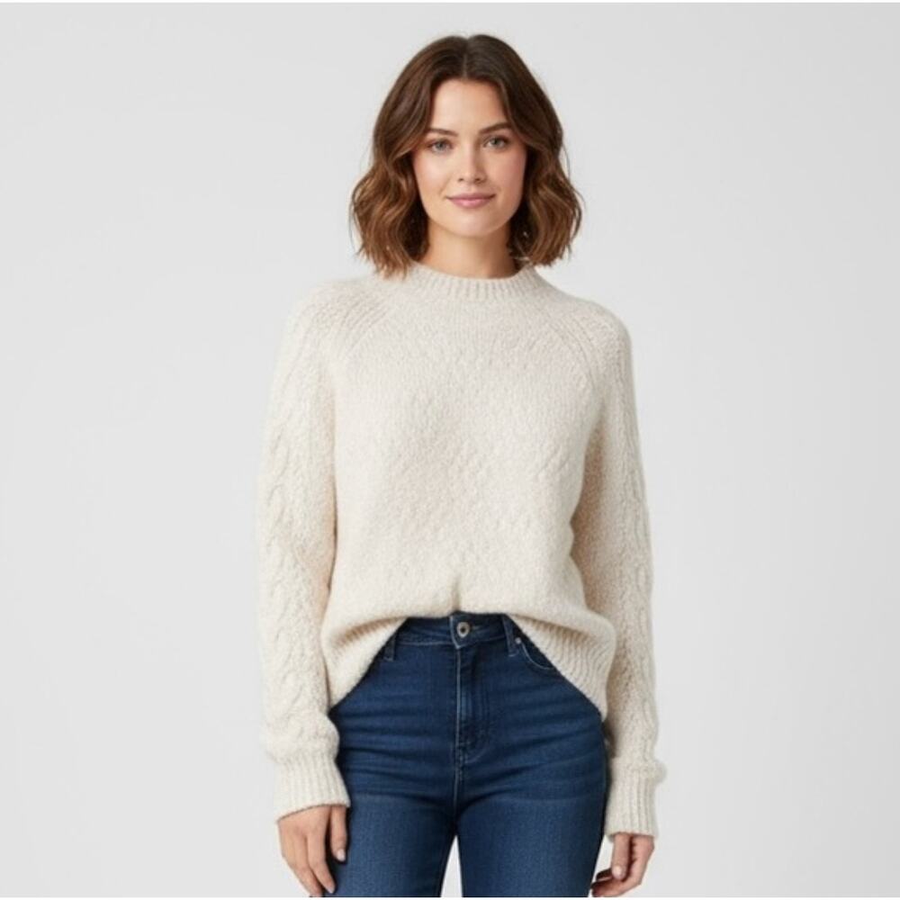 J.Crew Sweater XS Ivory Alpaca Blend Mock Neck Quiet Luxury Old Money Cozycore